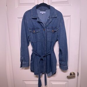 Belted Denim Shirt Jacket